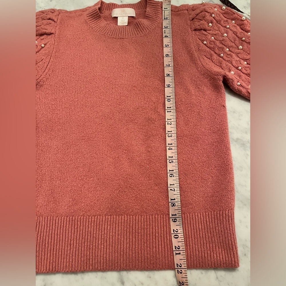 Rachel Parcell Pink Pearl Puff Sleeve Crewneck Sweater - Picture 5 of 8